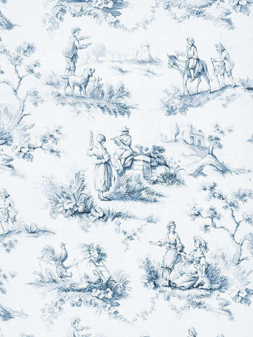 Toile Design in Blue Black Ornate Wood Framed Art Print with Double Matting by Baxter Mill Archive