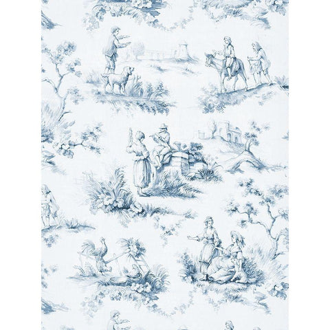 Toile Design in Blue Black Modern Wood Framed Art Print by Baxter Mill Archive