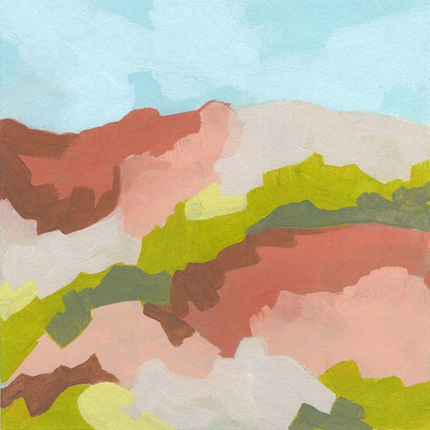 Valley Blush I Black Modern Wood Framed Art Print by Vess, June Erica