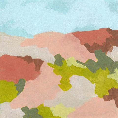 Valley Blush II Black Modern Wood Framed Art Print with Double Matting by Vess, June Erica