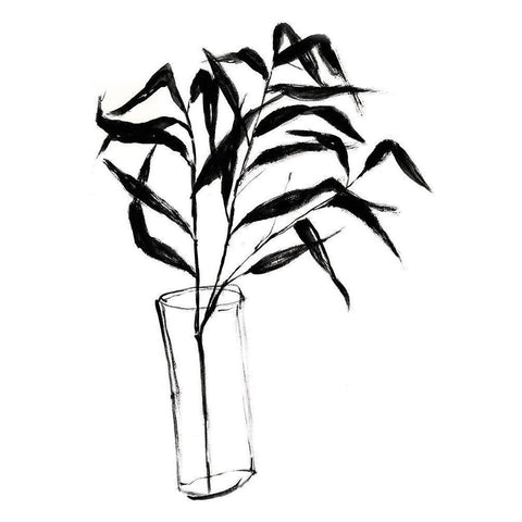 Sumi-e Bamboo I White Modern Wood Framed Art Print by Goldberger, Jennifer