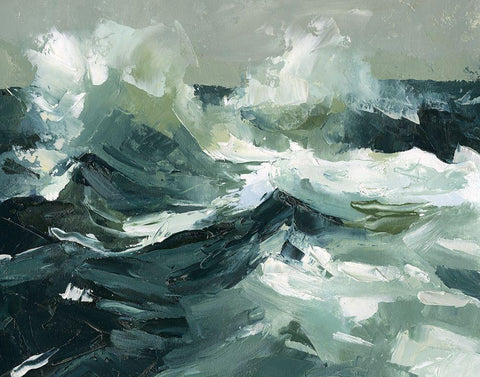 Choppy Ocean View I White Modern Wood Framed Art Print with Double Matting by Caroline, Emma