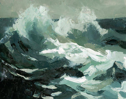 Choppy Ocean View II White Modern Wood Framed Art Print with Double Matting by Caroline, Emma