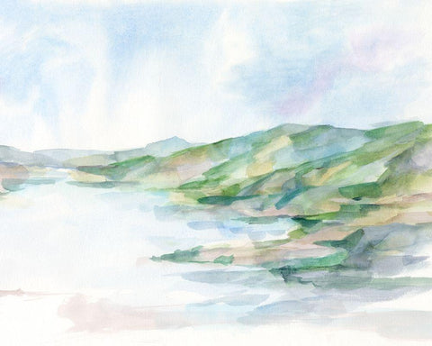 Pastel Seaside II White Modern Wood Framed Art Print with Double Matting by Harper, Ethan