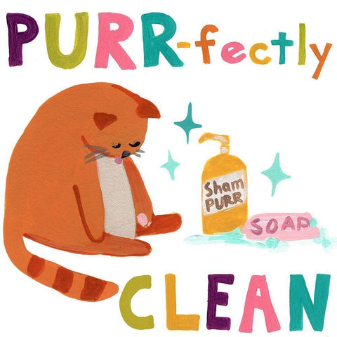 Cute Cat Bath III Black Modern Wood Framed Art Print with Double Matting by Vess, June Erica