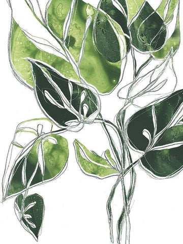 Expressive Palm II White Modern Wood Framed Art Print with Double Matting by Vess, June Erica