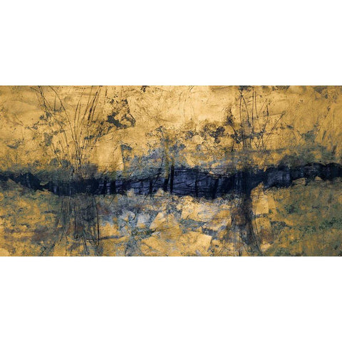 Etched Gold Black Modern Wood Framed Art Print by Willett, Michael