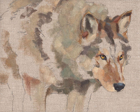 Timber Wolf I White Modern Wood Framed Art Print with Double Matting by Green, Jacob