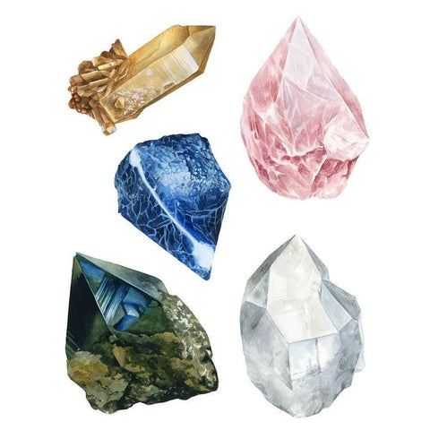 Healing Crystals I White Modern Wood Framed Art Print by Popp, Grace