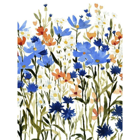 Bright Wildflower Medley I Black Modern Wood Framed Art Print with Double Matting by Caroline, Emma