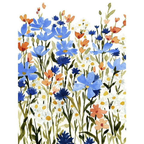 Bright Wildflower Medley II Black Modern Wood Framed Art Print with Double Matting by Caroline, Emma