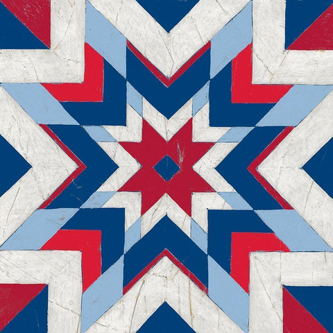 Americana Quilt Motif II Black Modern Wood Framed Art Print with Double Matting by Vess, June Erica