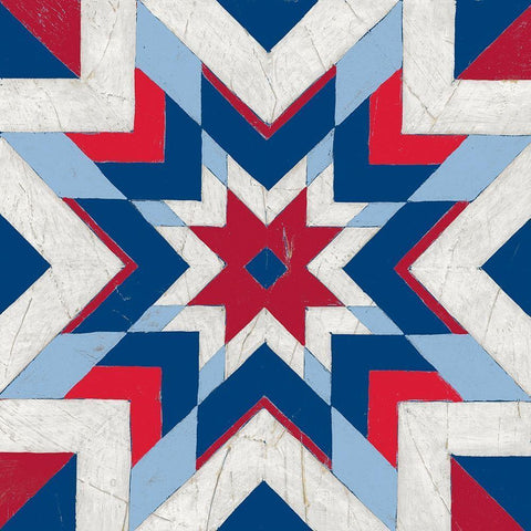 Americana Quilt Motif II Black Ornate Wood Framed Art Print with Double Matting by Vess, June Erica