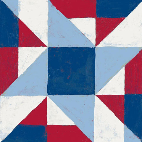 Americana Patchwork Tile I White Modern Wood Framed Art Print with Double Matting by Lam, Vanna