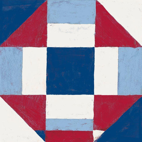 Americana Patchwork Tile II Black Modern Wood Framed Art Print with Double Matting by Lam, Vanna