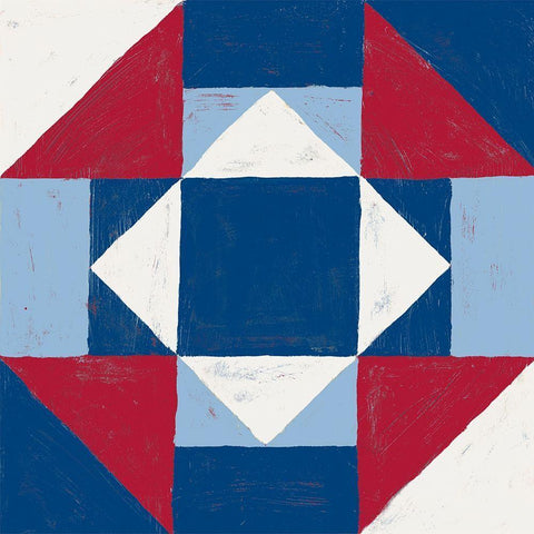 Americana Patchwork Tile III White Modern Wood Framed Art Print with Double Matting by Lam, Vanna