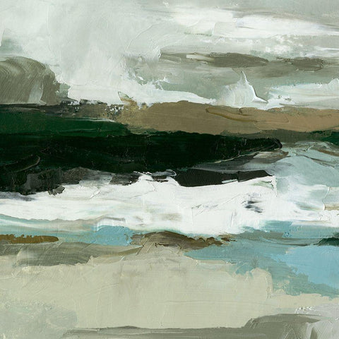 Textured Ocean Tide I Black Modern Wood Framed Art Print by Caroline, Emma