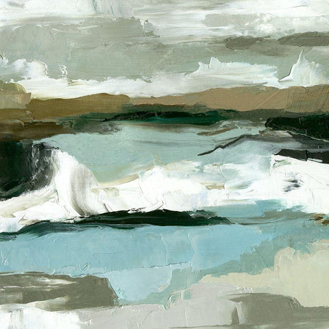 Textured Ocean Tide II Gold Ornate Wood Framed Art Print with Double Matting by Caroline, Emma