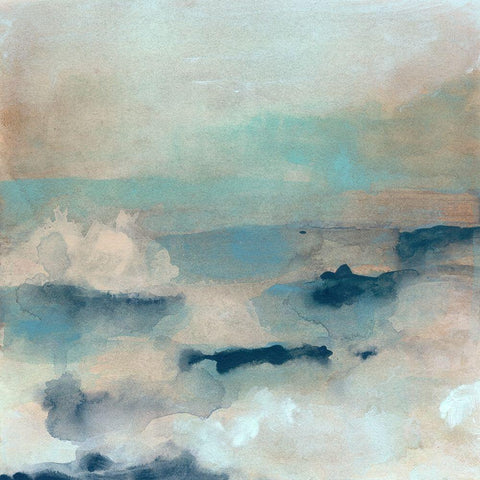 Shoreline Dusk I Black Modern Wood Framed Art Print by Vess, June Erica