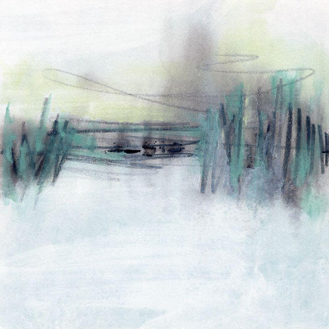 Treeline Borealis II White Modern Wood Framed Art Print with Double Matting by Vess, June Erica