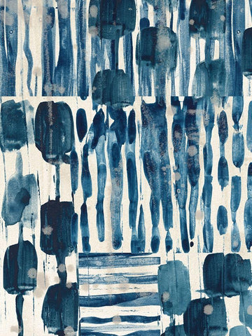 Indigo Patchwork I Black Ornate Wood Framed Art Print with Double Matting by Vess, June Erica