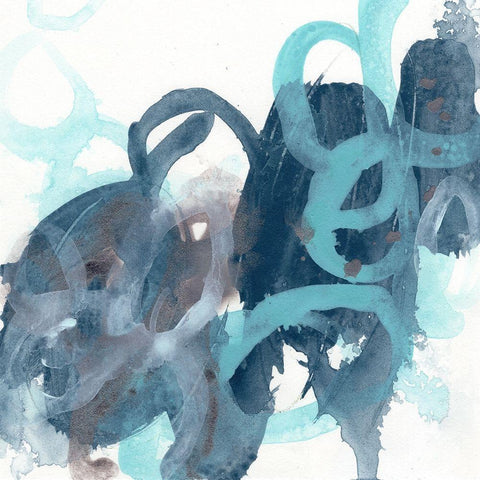 Blue Byte II White Modern Wood Framed Art Print with Double Matting by Vess, June Erica