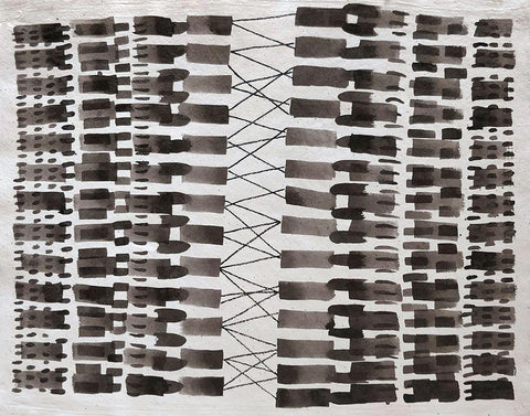 Synapses White Modern Wood Framed Art Print with Double Matting by Arbel, Lori