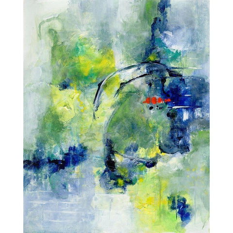 Springtime Abstract I Black Modern Wood Framed Art Print with Double Matting by Combs, Joyce
