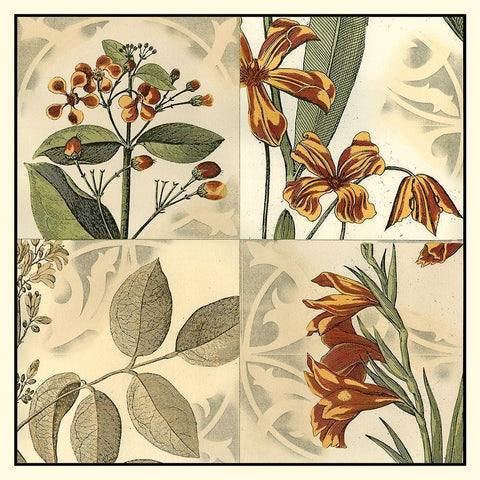 Botanical Quadrant IV Gold Ornate Wood Framed Art Print with Double Matting by Vision Studio