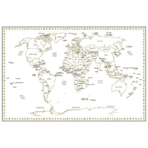 World Schematic Gold Ornate Wood Framed Art Print with Double Matting by Wang, Melissa