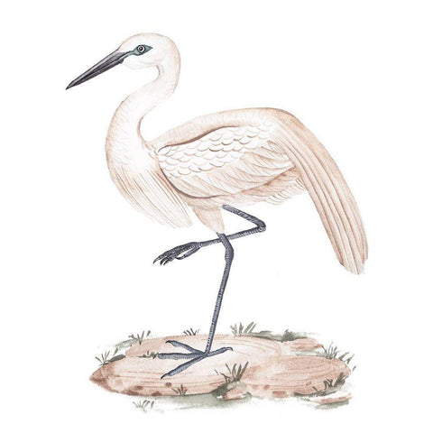 A White Heron III Gold Ornate Wood Framed Art Print with Double Matting by Wang, Melissa