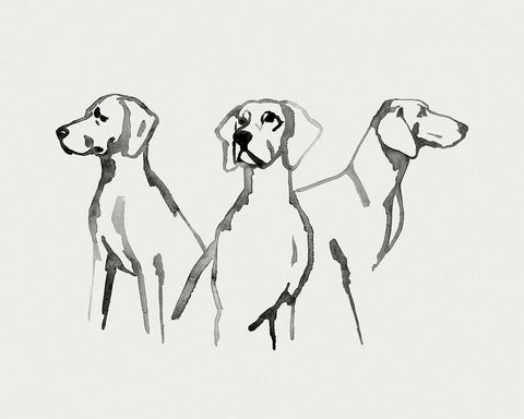 Watercolor Pup II Black Ornate Wood Framed Art Print with Double Matting by Popp, Grace