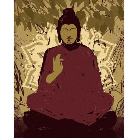 Under the Bodhi Tree I Black Modern Wood Framed Art Print with Double Matting by Green, Jacob