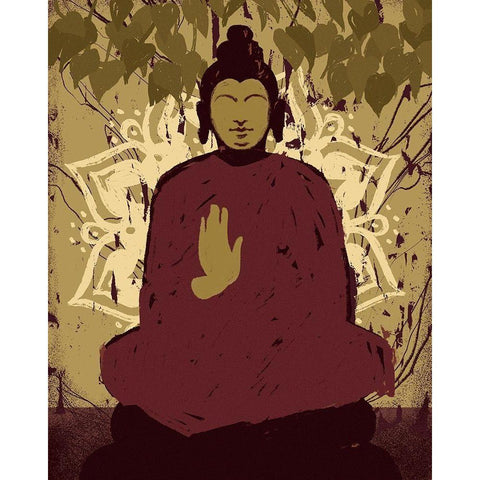 Under the Bodhi Tree II Black Modern Wood Framed Art Print with Double Matting by Green, Jacob