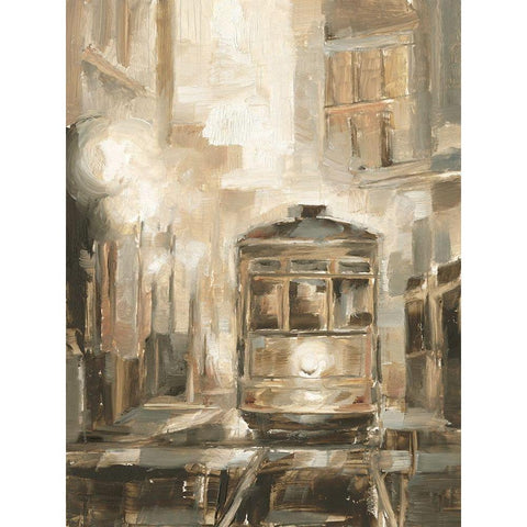 Night Trolley I Gold Ornate Wood Framed Art Print with Double Matting by Harper, Ethan