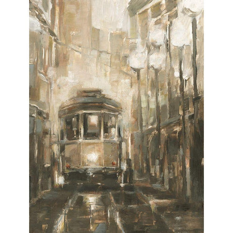 Night Trolley II Gold Ornate Wood Framed Art Print with Double Matting by Harper, Ethan