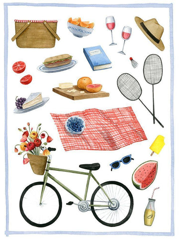 Park Picnic I White Modern Wood Framed Art Print with Double Matting by Popp, Grace