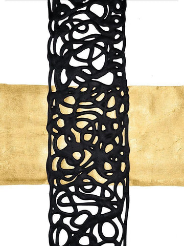 Gold Combo II White Modern Wood Framed Art Print with Double Matting by Stramel, Renee W.