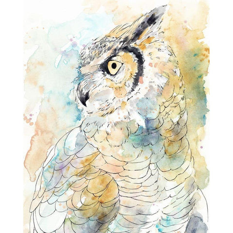 Owl Majestic I White Modern Wood Framed Art Print by Warren, Annie