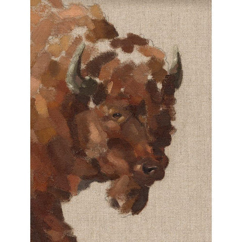 Tiled Bison I Black Modern Wood Framed Art Print with Double Matting by Green, Jacob