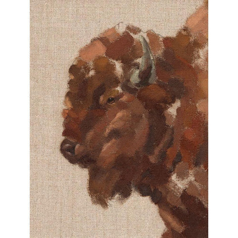Tiled Bison II Black Modern Wood Framed Art Print by Green, Jacob