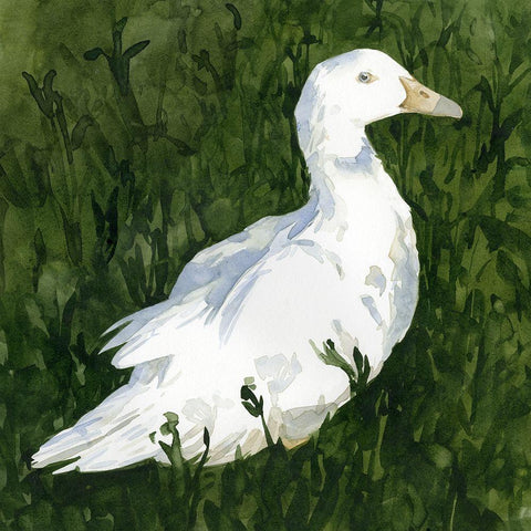 Lone Duck I Gold Ornate Wood Framed Art Print with Double Matting by Caroline, Emma