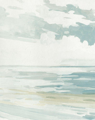 Soft Pastel Seascape I White Modern Wood Framed Art Print with Double Matting by Caroline, Emma