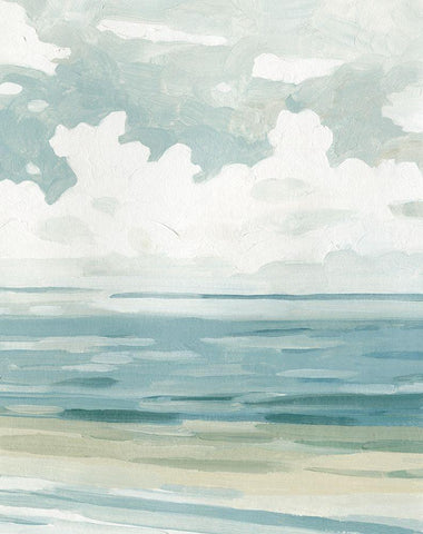 Soft Pastel Seascape II White Modern Wood Framed Art Print with Double Matting by Caroline, Emma