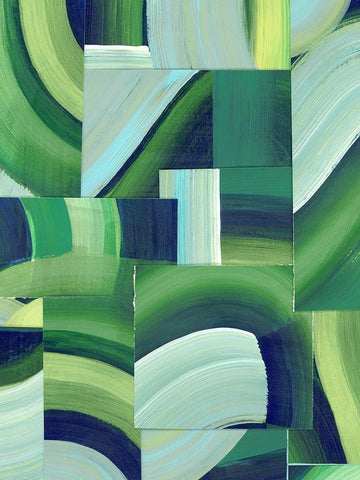 Oceanic Patchwork I White Modern Wood Framed Art Print with Double Matting by Popp, Grace