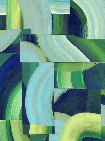 Oceanic Patchwork II White Modern Wood Framed Art Print with Double Matting by Popp, Grace