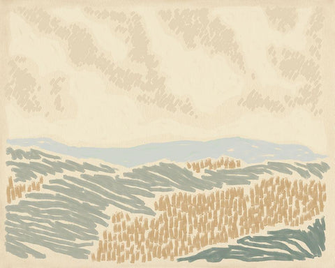 Paysage de Rouen I White Modern Wood Framed Art Print with Double Matting by Green, Jacob