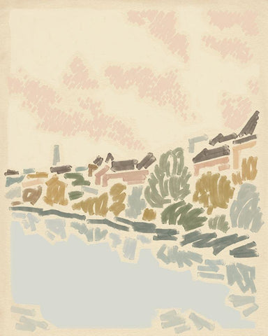 Paysage de Poitiers II White Modern Wood Framed Art Print with Double Matting by Green, Jacob