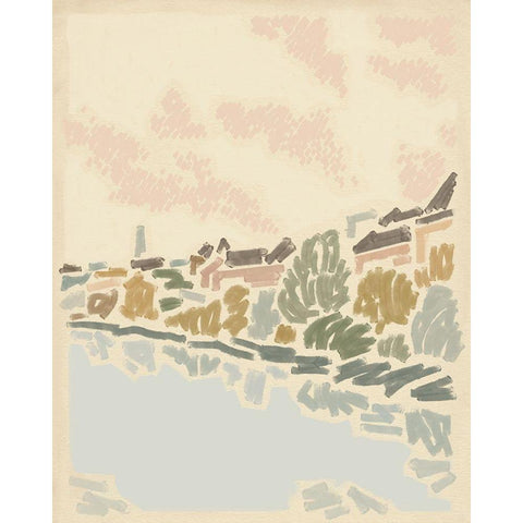 Paysage de Poitiers II Black Modern Wood Framed Art Print with Double Matting by Green, Jacob