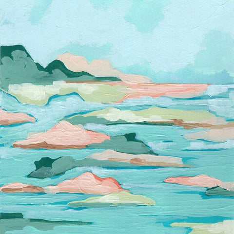 Seafoam Coast I Black Modern Wood Framed Art Print by Vess, June Erica